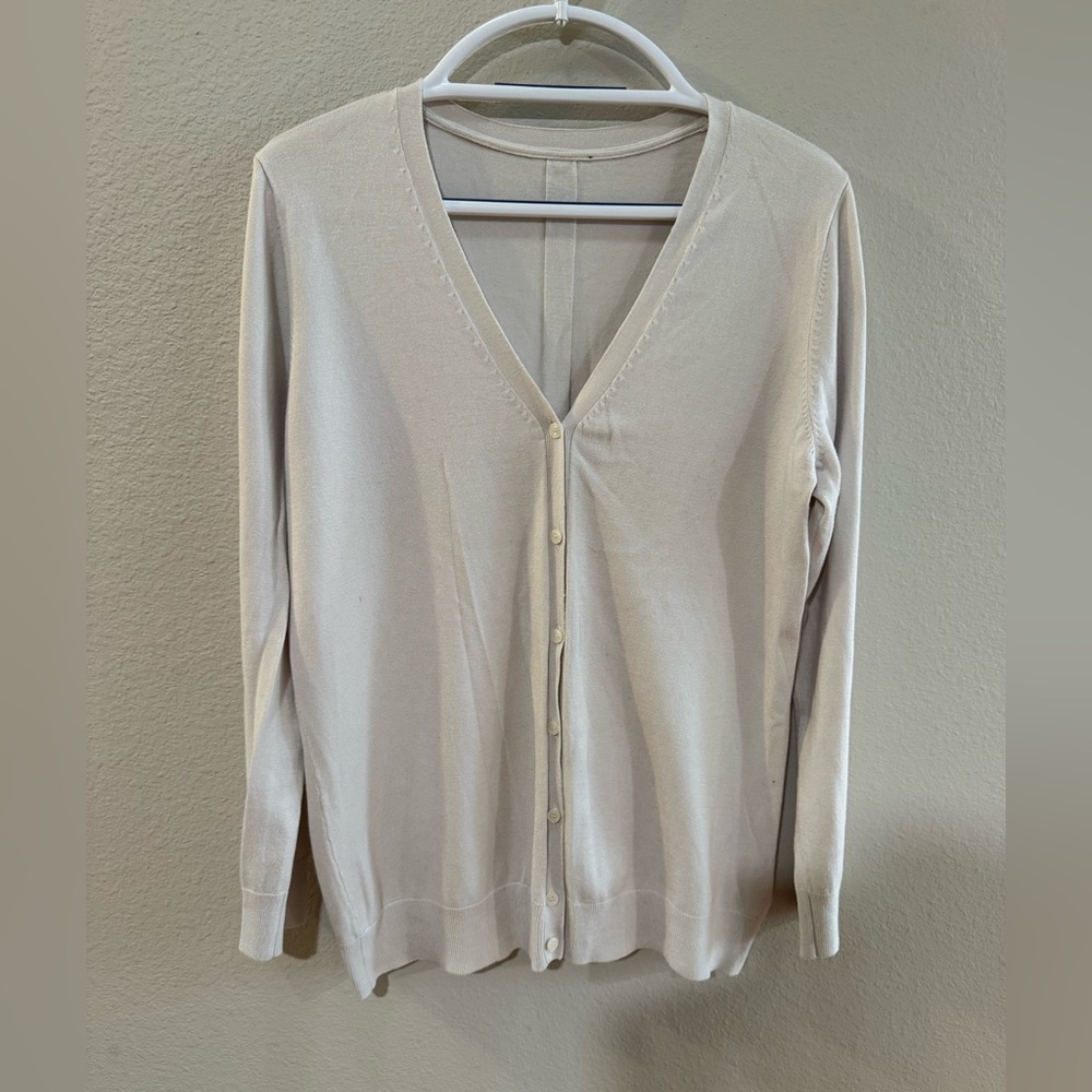 Jones New York Cream Button-Up Cardigan, size XL